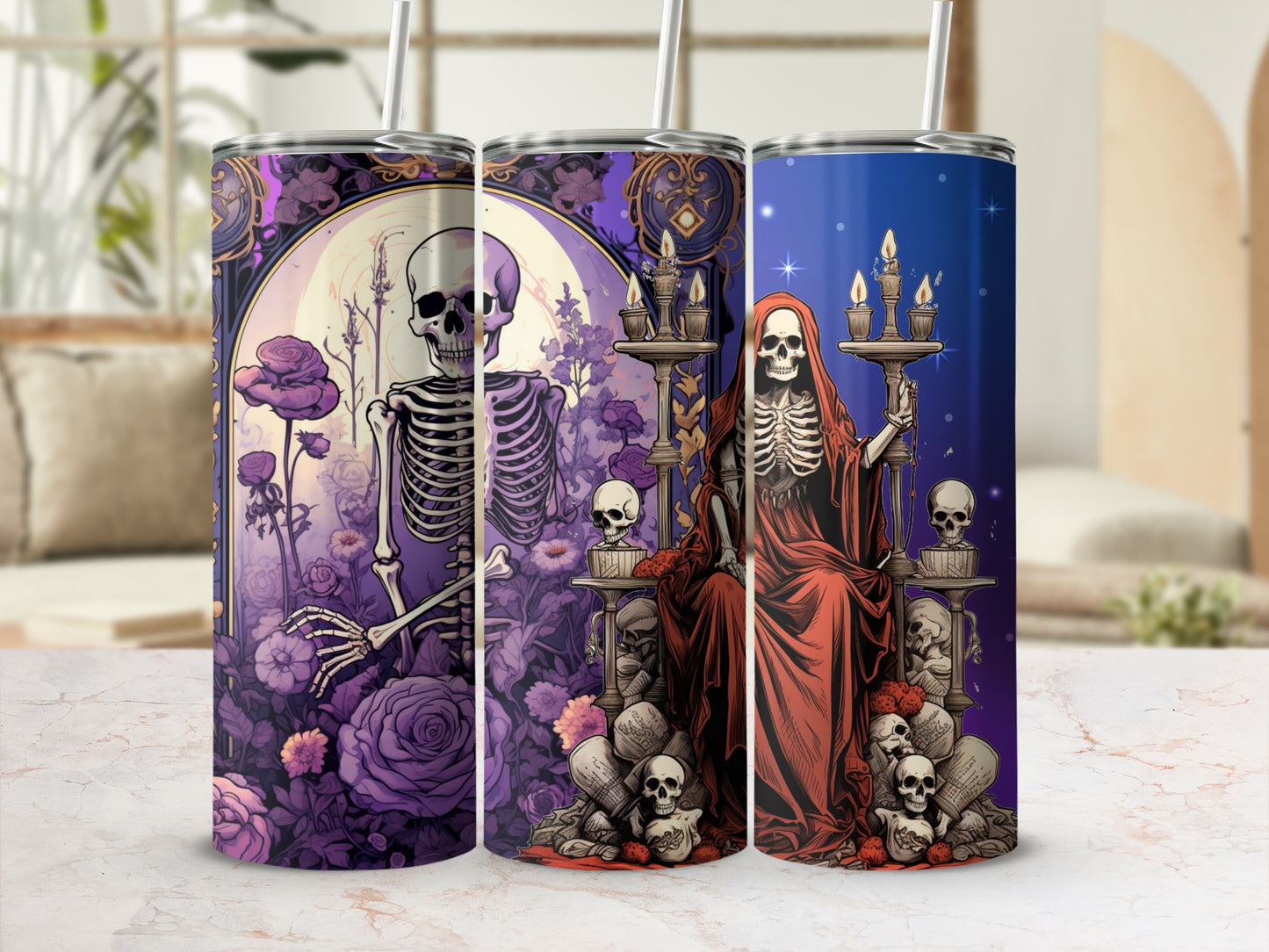 Unique Skeleton and Skull Design Tumbler Collection