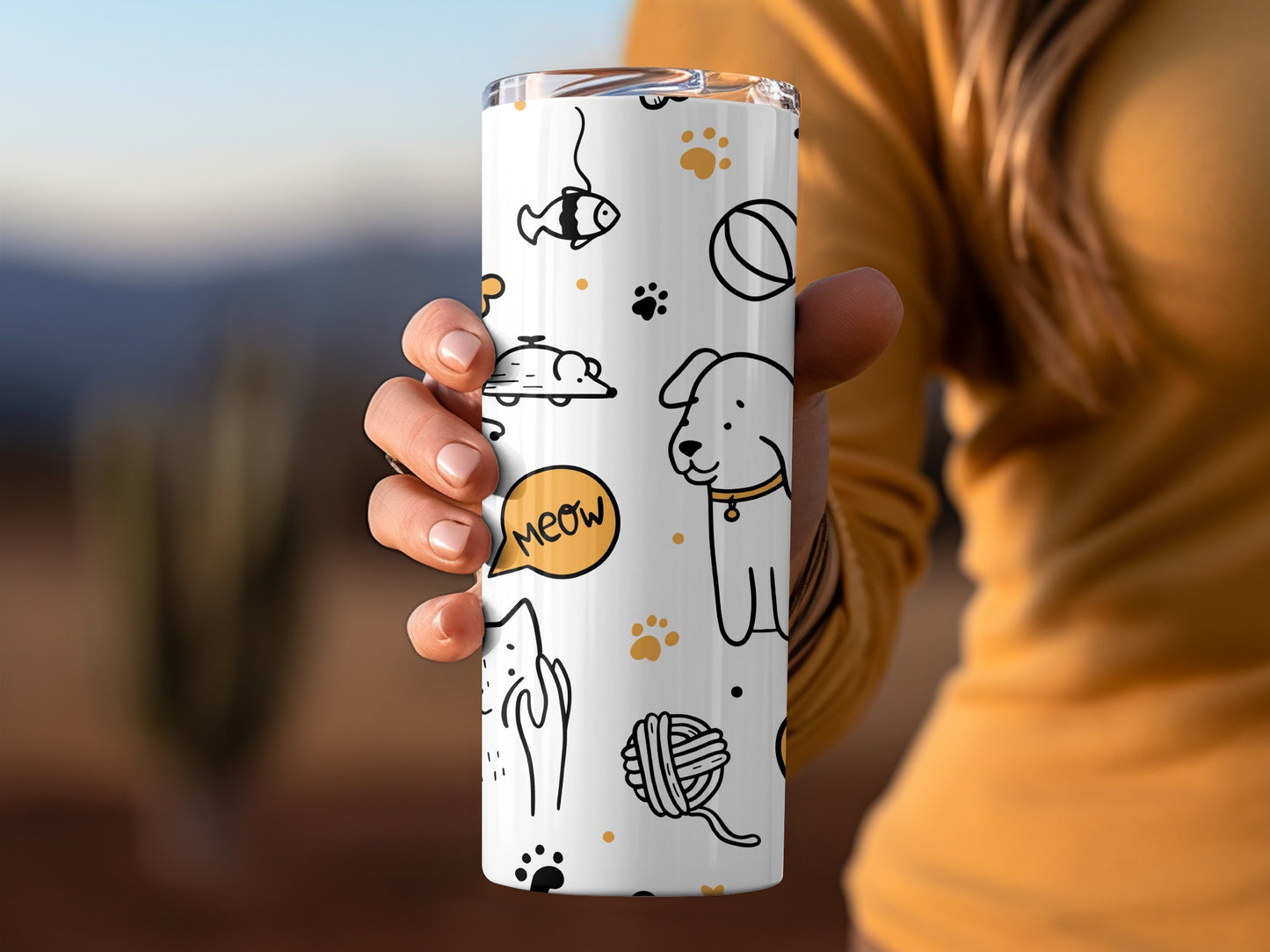 Cute Dog and Cat Design Insulated Tumbler for Pet Lovers