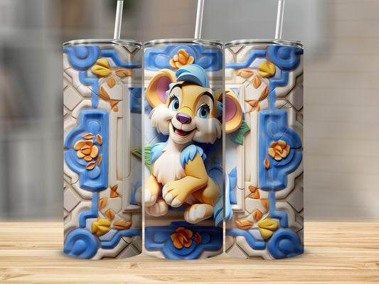 Cute Cartoon Lion Design Tumbler for Kids
