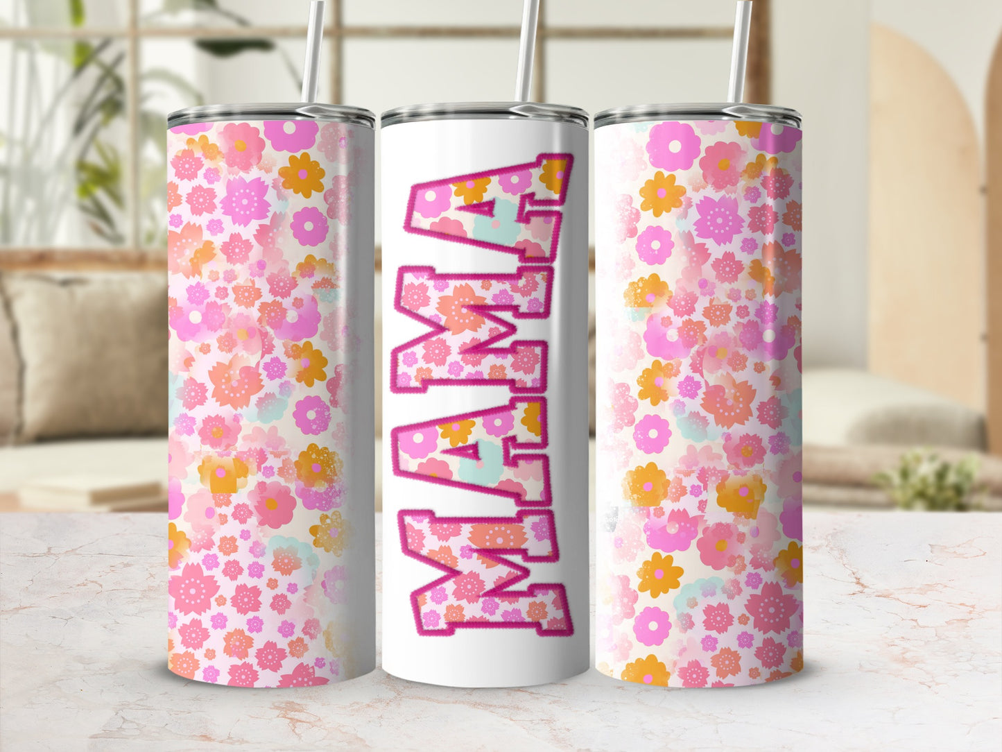Floral Pattern MAMA Design Tumbler for Mothers