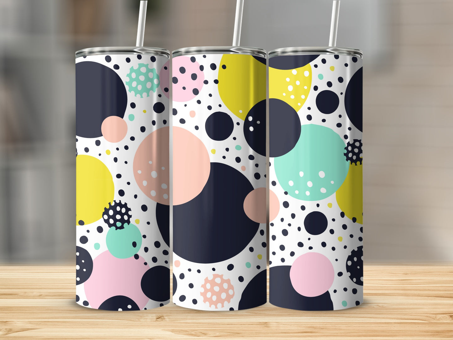 Colorful Polka Dot Pattern Tumbler Drinking Accessory
