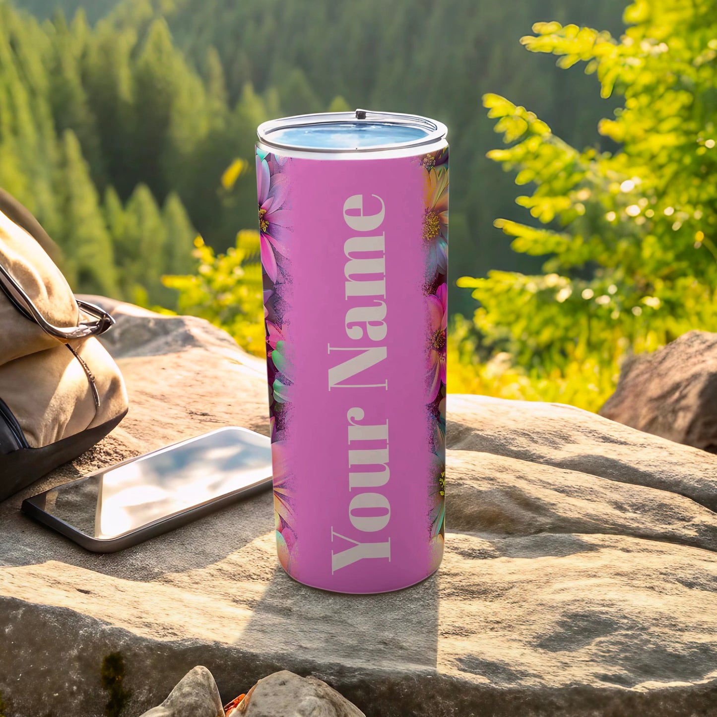 Personalized Pink Tumbler with Custom Name Design