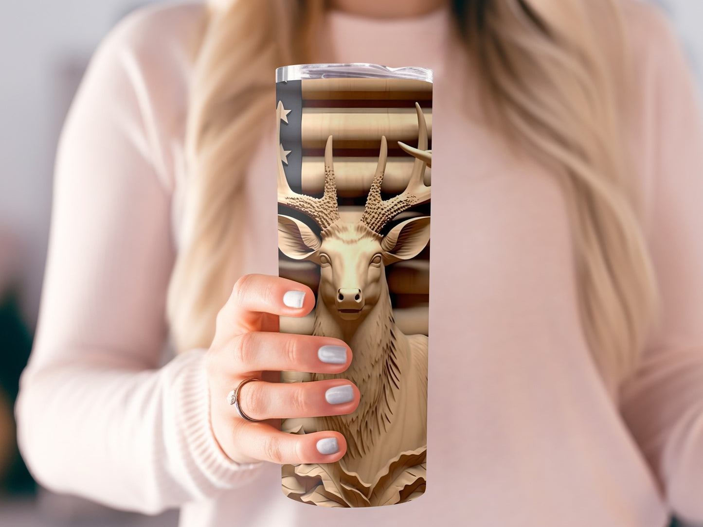 American Flag Elk Design Insulated Tumbler product