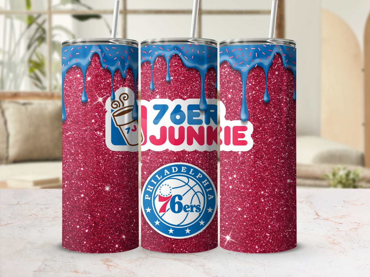 76ers Junkie Philadelphia 76ers Glitter Tumbler