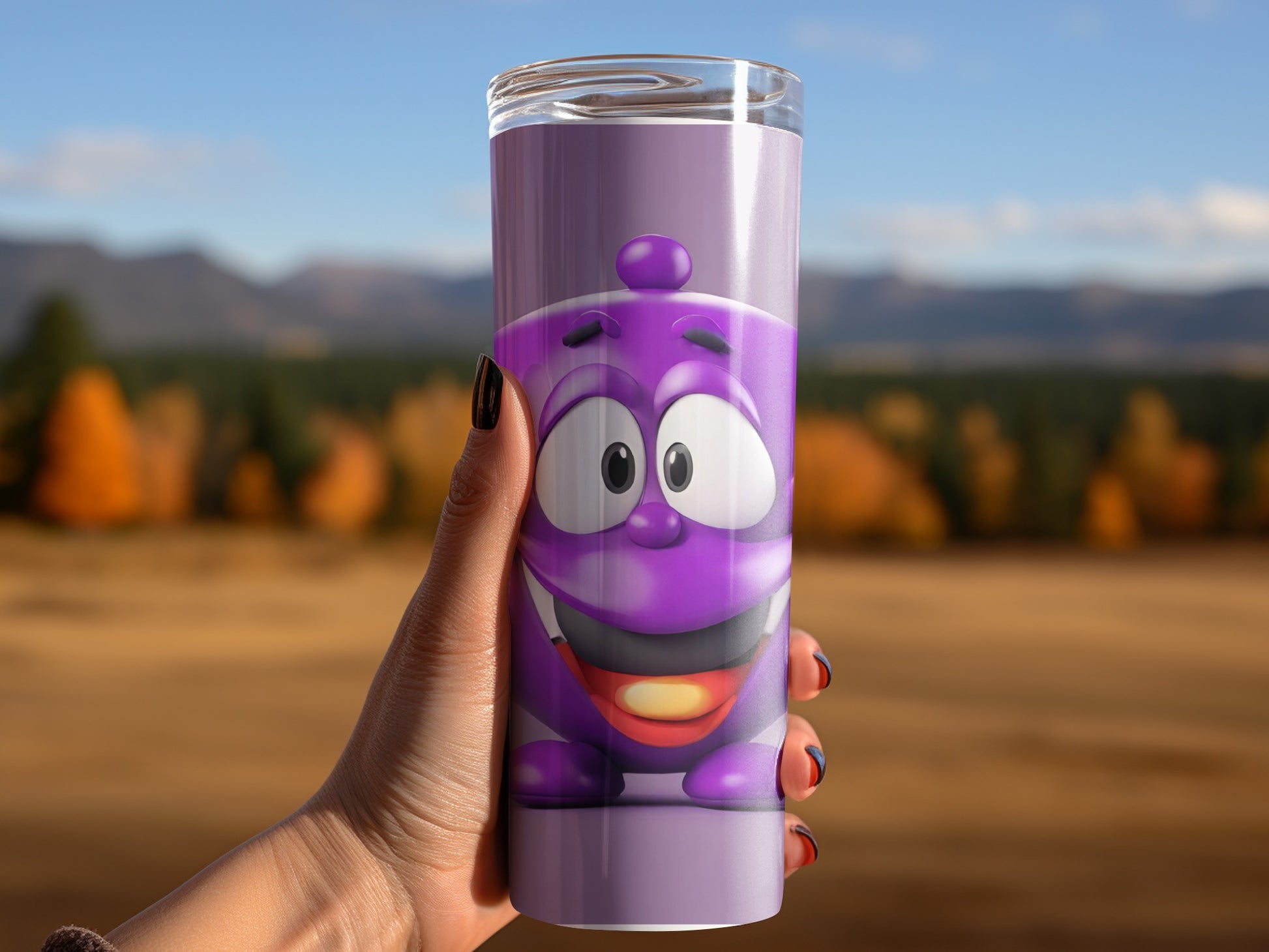 Cute Purple Cartoon Character Tall Tumbler Cup