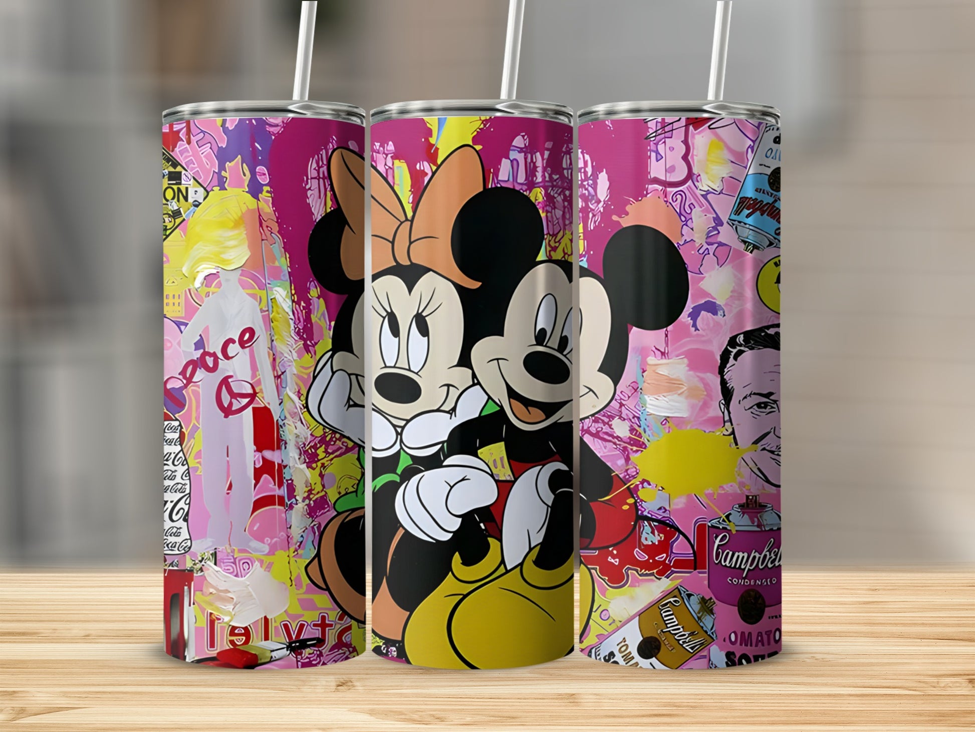 Colorful Mickey and Minnie Mouse Tumbler Set Design
