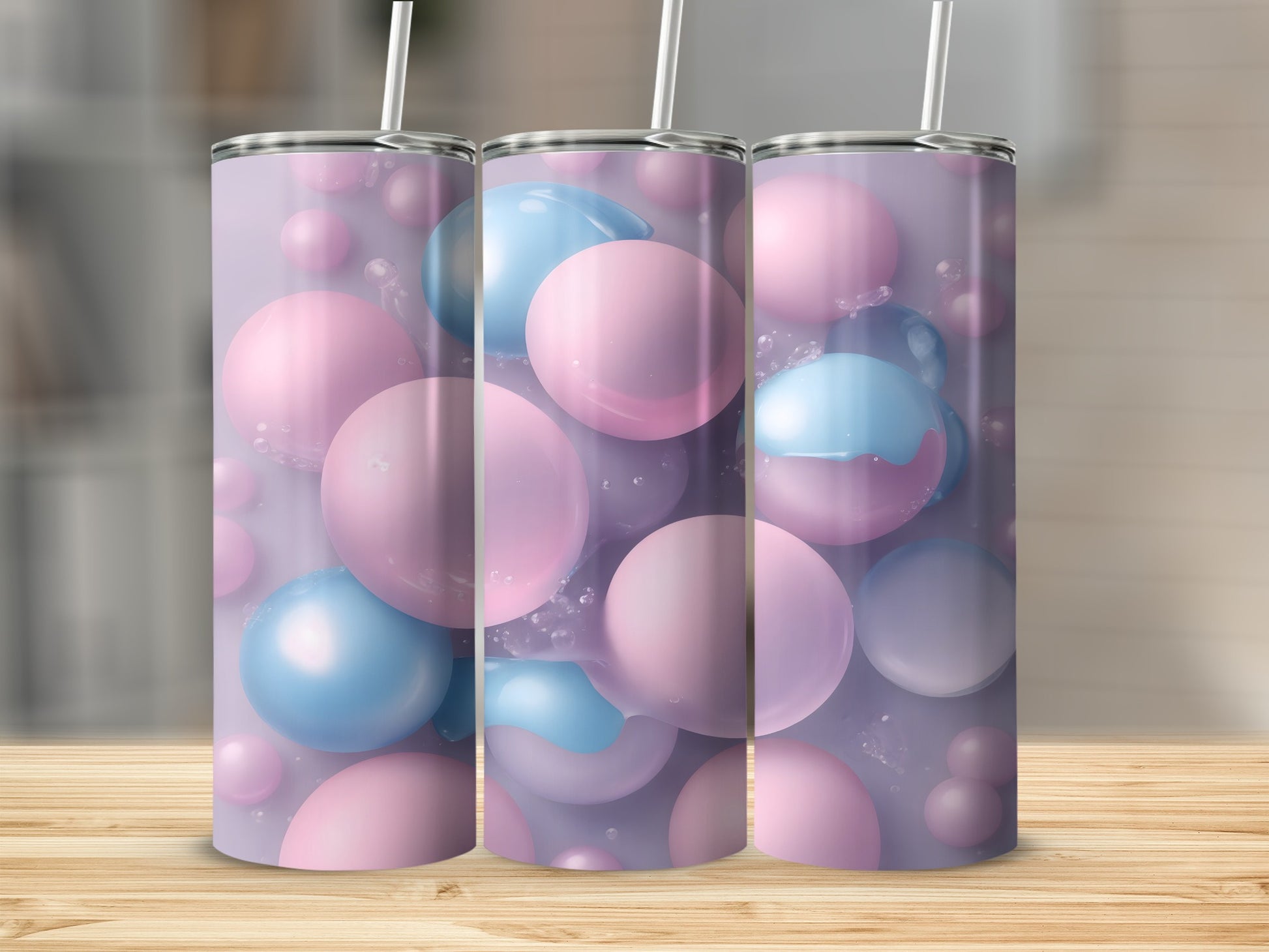 Pastel Pink Blue Bubbles Abstract Orb Design product type
