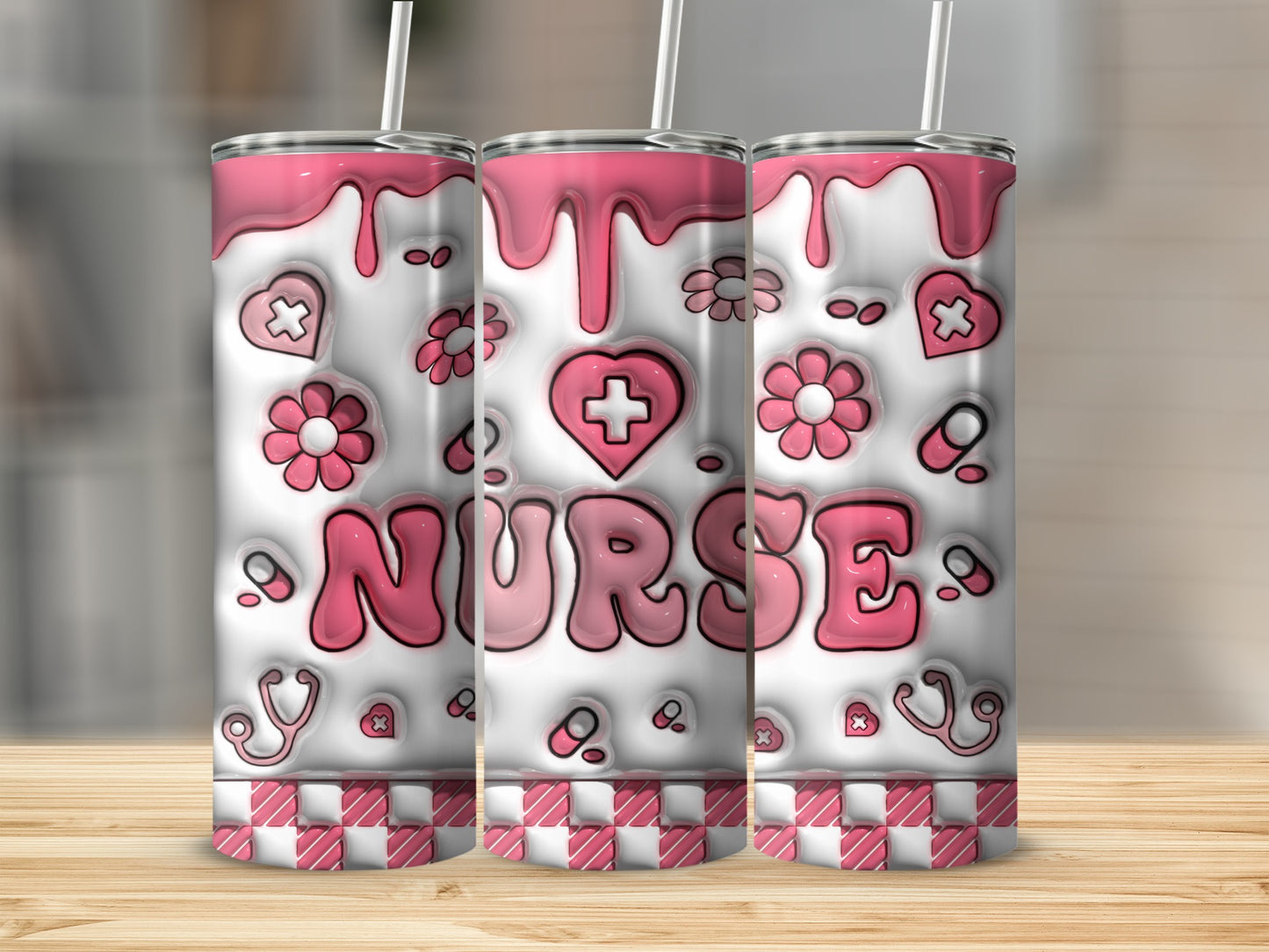 Pink Dripping Nurse Hearts Flowers Pills Stethoscope product type