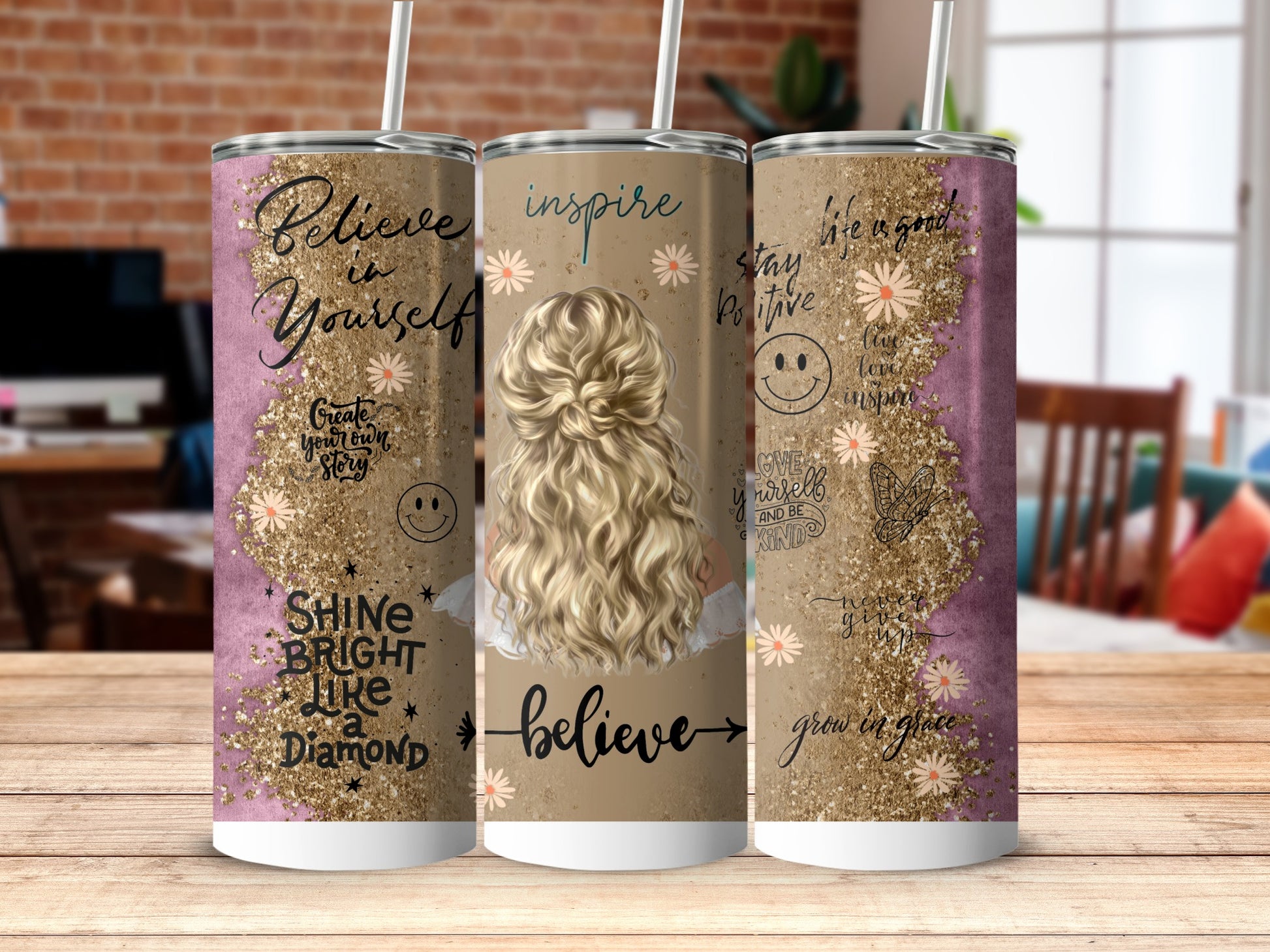 Inspirational Motivational Tumbler with Positive Messages