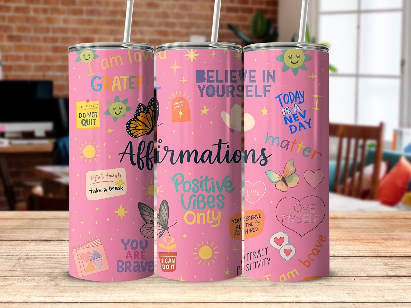 Positive Affirmations Motivational Tumbler