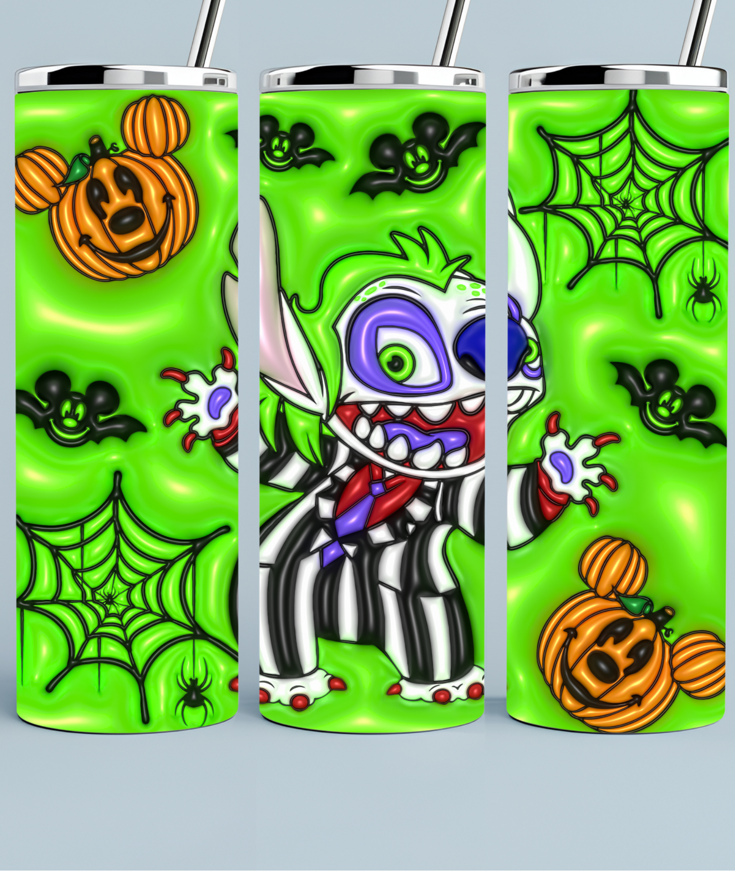 Stitch dressed as Beetlejuice tumbler Green