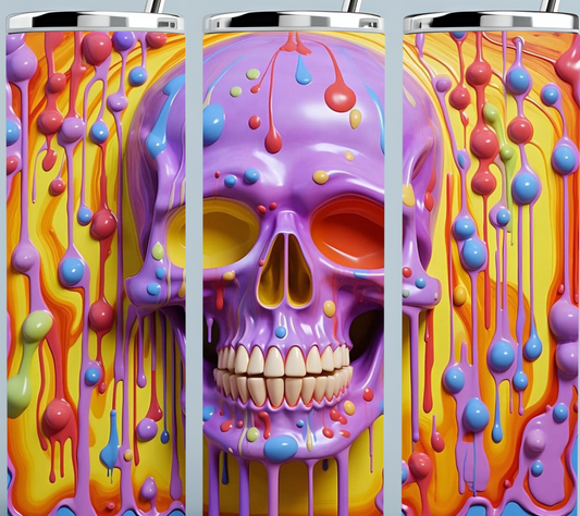 Purple and Orange Skull tumbler
