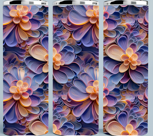 Peach, Pink and Purple flower tumbler
