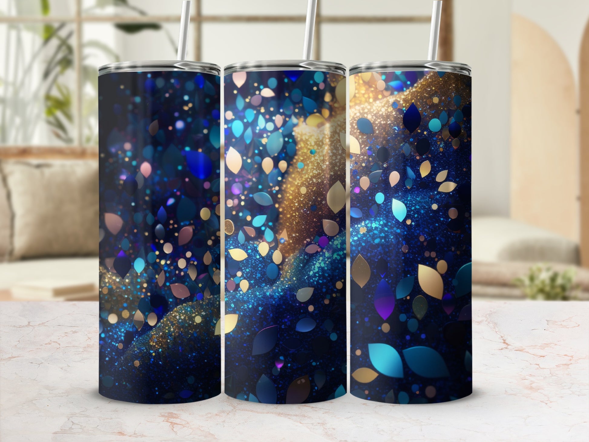 Luxurious Deep Blue Gold Glitter Petals product type