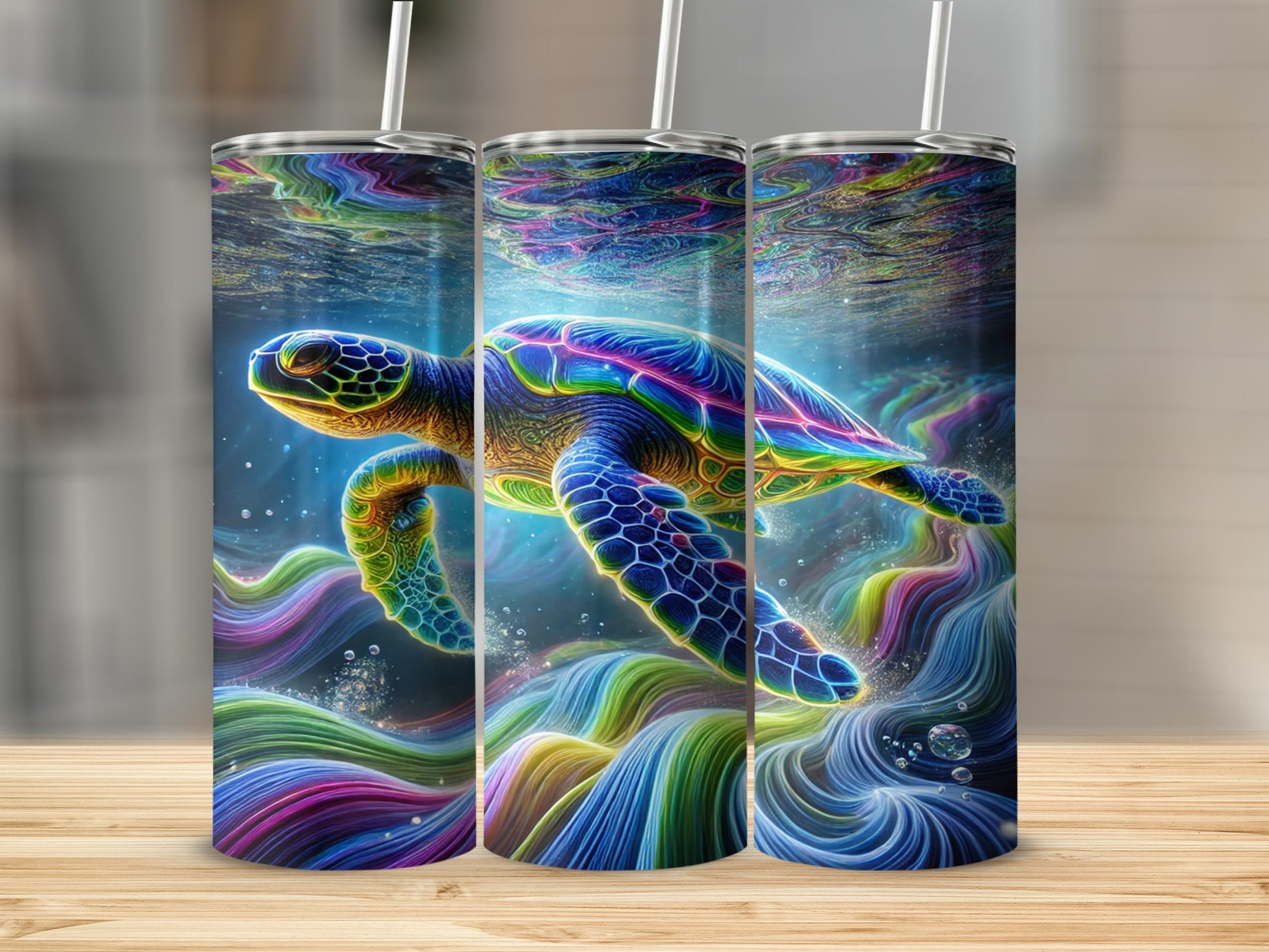 Colorful Sea Turtle Artwork Stainless Steel Tumbler