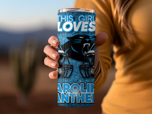 THIS GIRL LOVES Carolina Panthers Football Helmets Tumblers