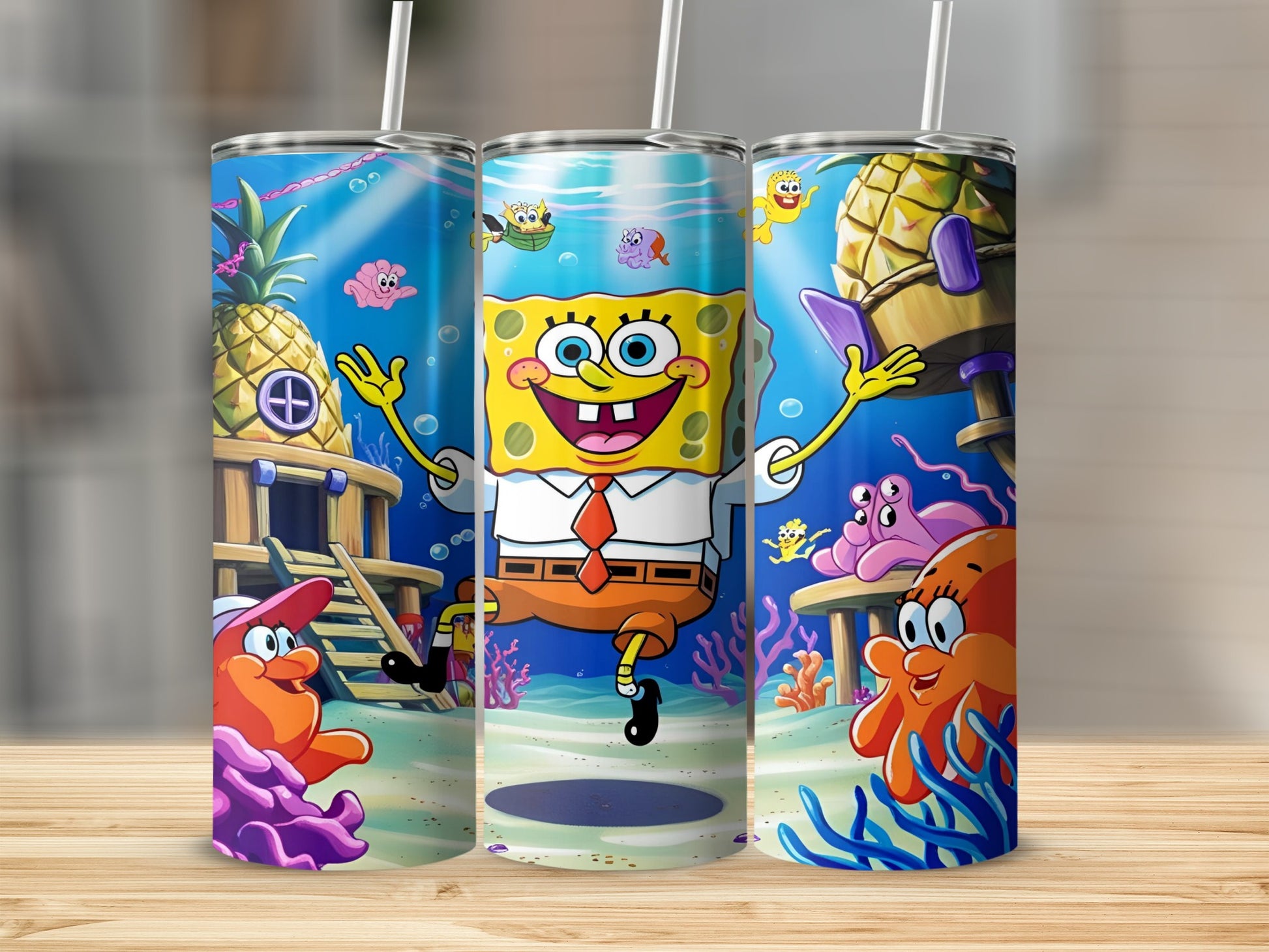 SpongeBob SquarePants with Patrick, Squidward, and Sandy in Bikini Bottom.