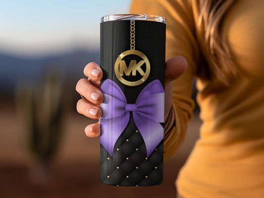 Purple Bow and Gold MK Chain Stylish Tumbler Cup