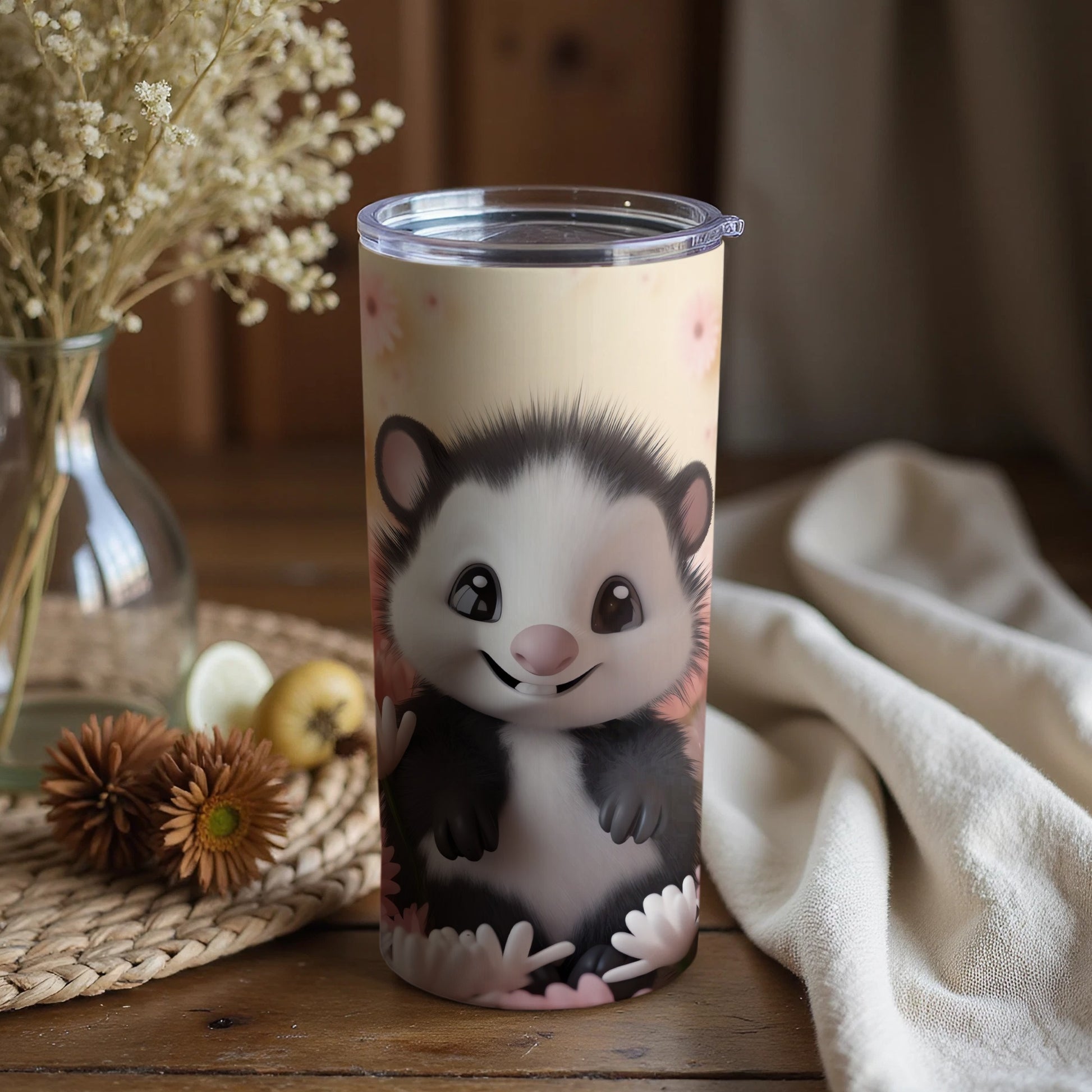 Adorable Opossum Floral Print Design Tumbler product type
Opossum
Possum
Cute Opossum
Baby Opossum
Animal Tumbler
Floral Design
Flower Pattern
Travel Tumbler
Insulated Cup
Beverage Holder
Cartoon Animal
Wildlife Art
Adorable Design
Pink Flowers
Pastel Colors
Gift Idea
Animal Lover
Unique Tumbler
Happy Opossum
Cute Critter