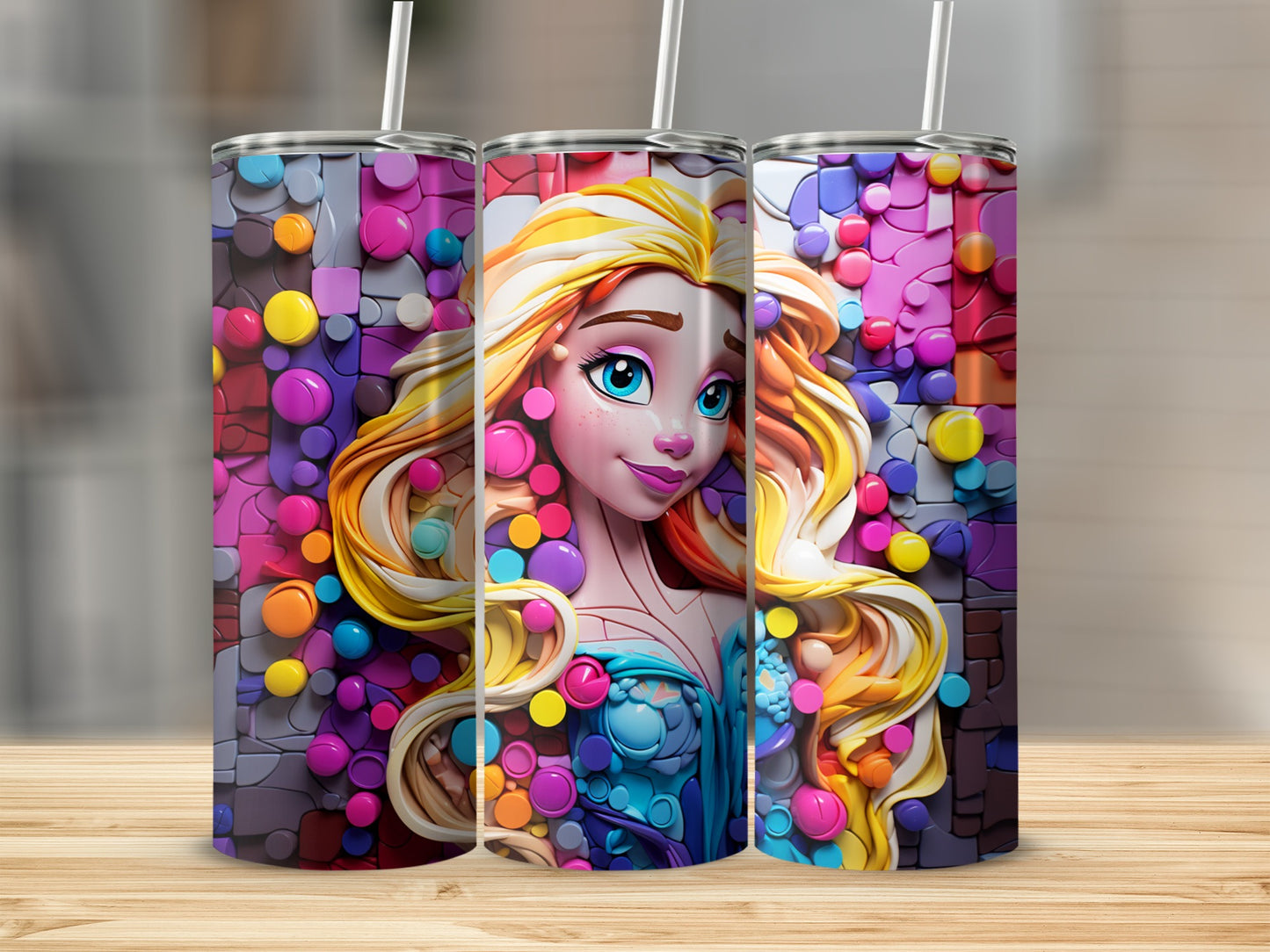 Colorful Abstract Princess Design Beverage Tumbler