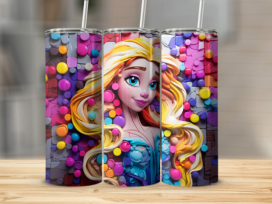 Colorful Abstract Princess Design Beverage Tumbler