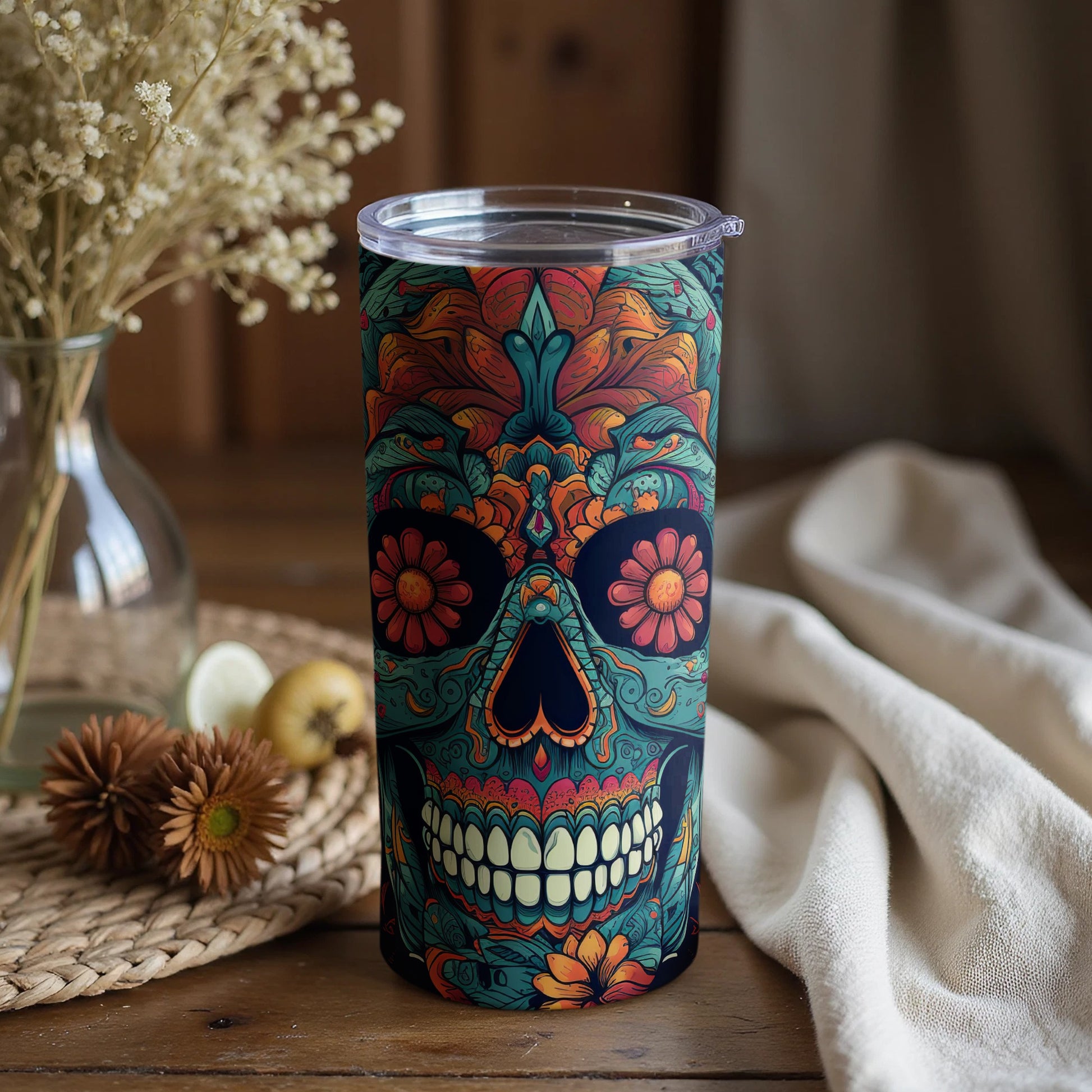 Colorful Skull Design Insulated Drinkware Cup