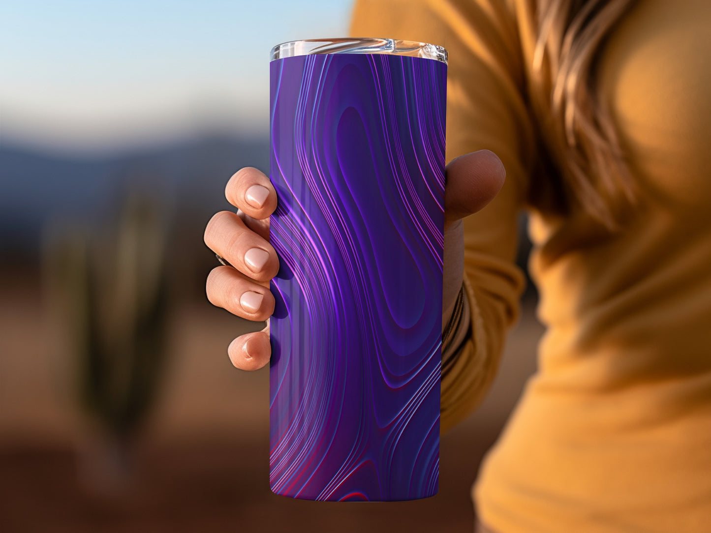 Purple Waves Pattern with Red Accents Stylish Tumblers