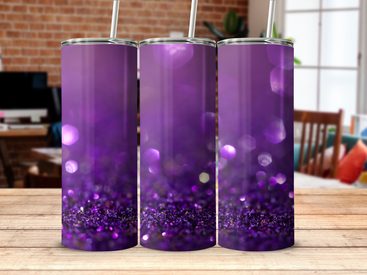 Elegant Purple Glitter Design Tumbler Cups Product