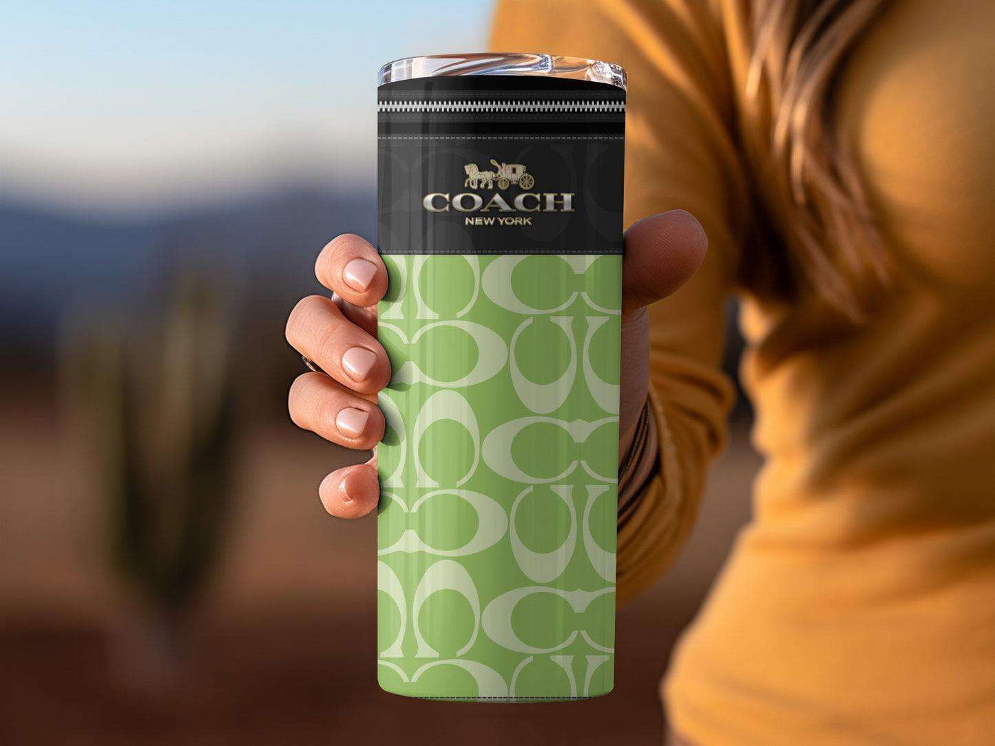 Coach New York Signature Pattern Travel Tumbler