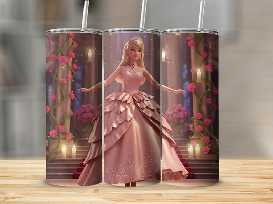 Sparkling Princess in Pink Dress Tumbler for Kids Gift