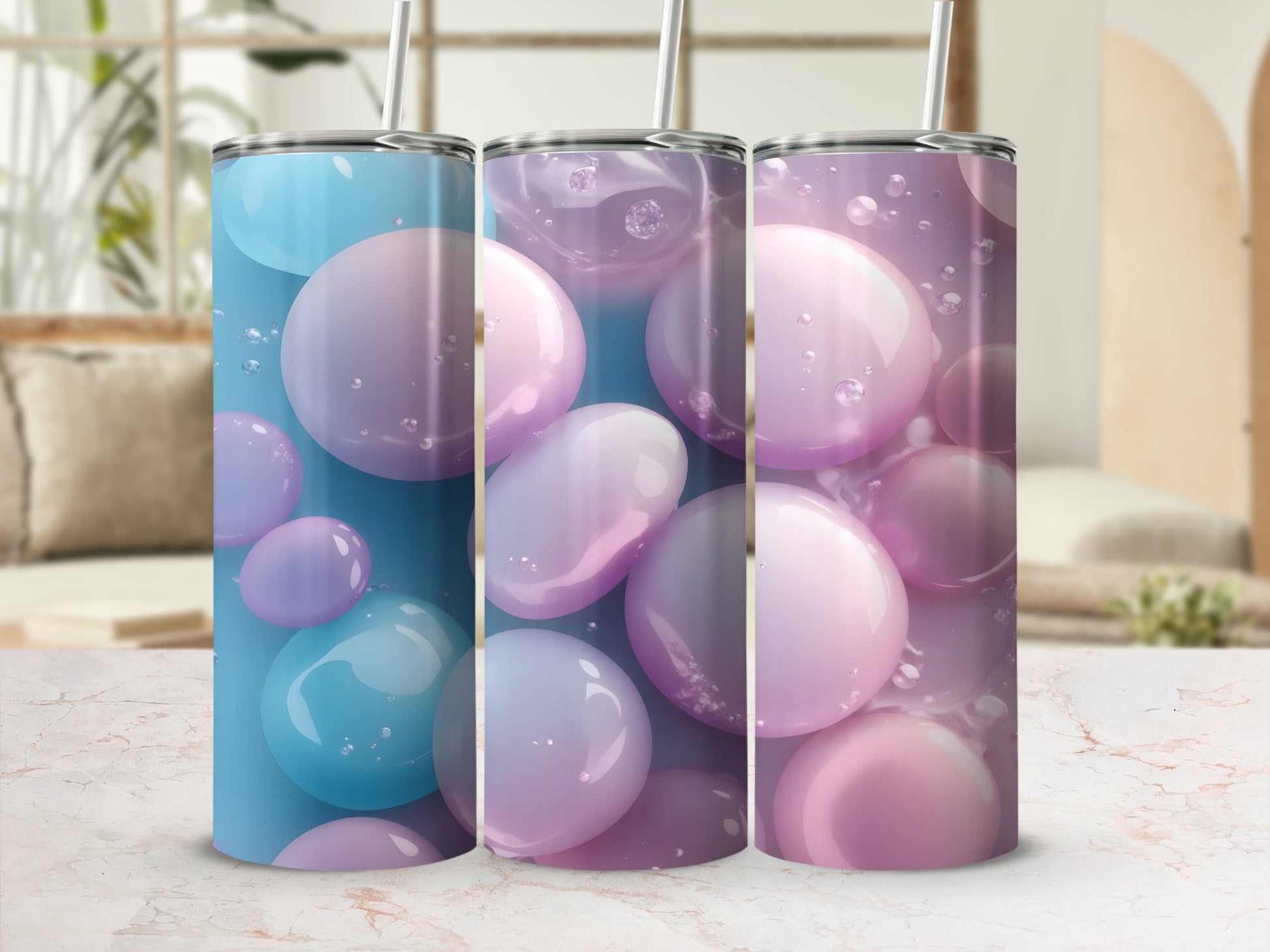 Gradient Blue Pink Purple Bubbles Tumbler product type
