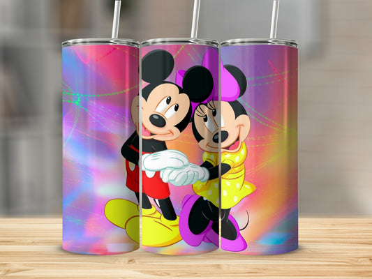Colorful Mickey and Minnie Mouse Tumbler Design