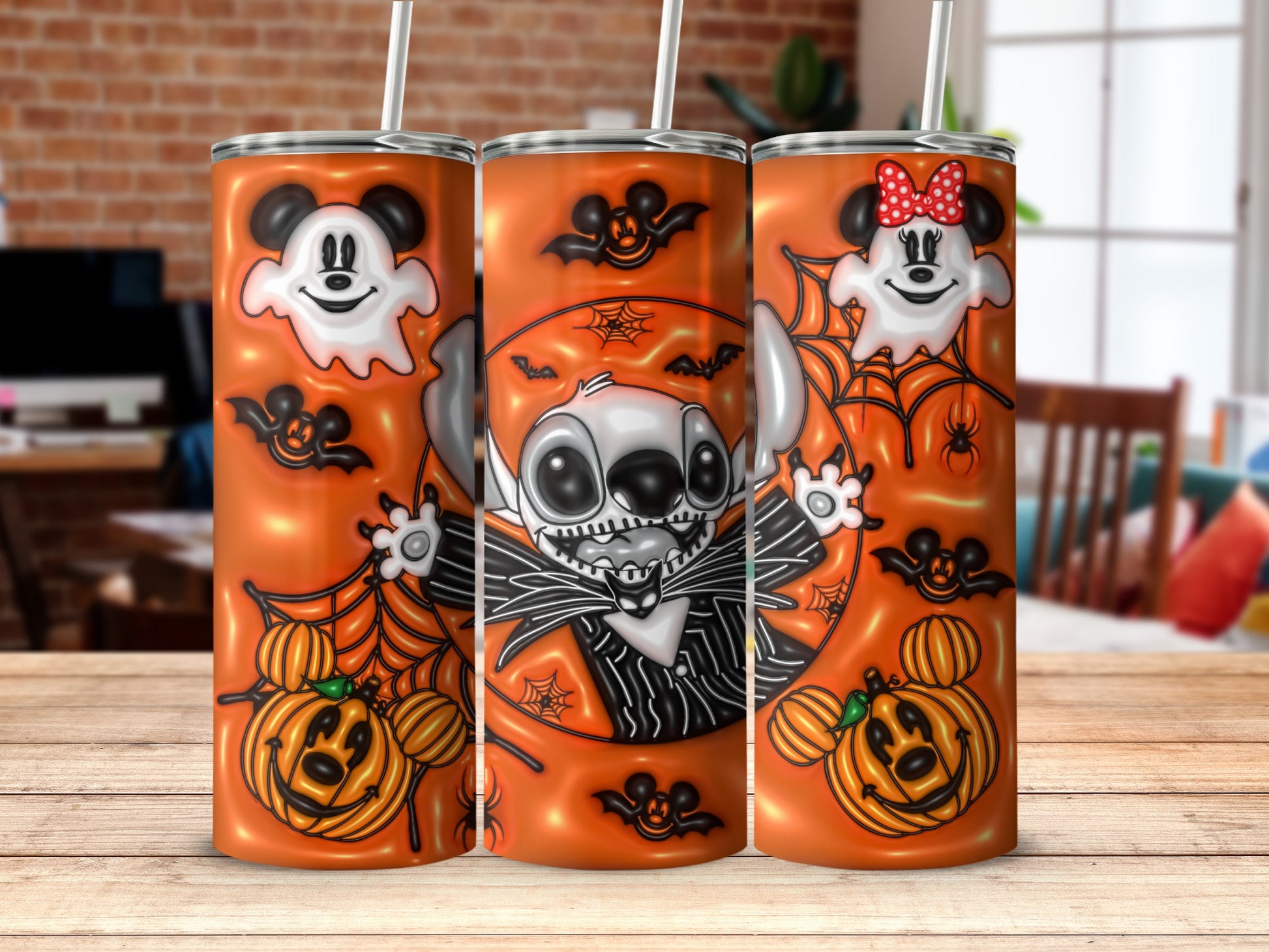 Halloween Spooky Characters Pumpkin Tumbler Design
