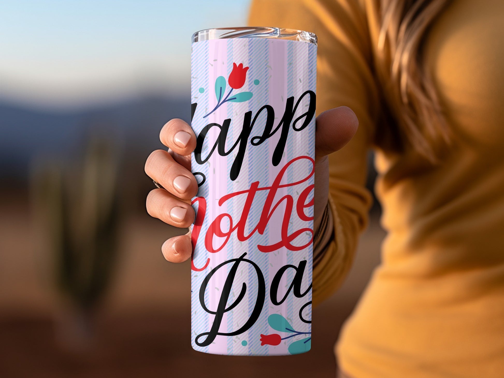 Happy Mother's Day Floral Typography Tumbler