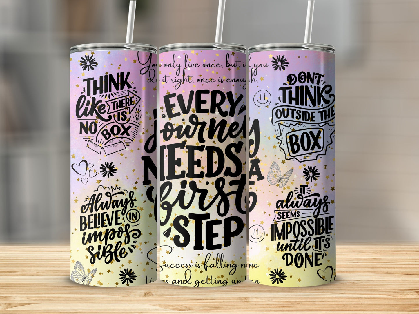 Inspirational Quote Design Tumbler Set for Every Journey