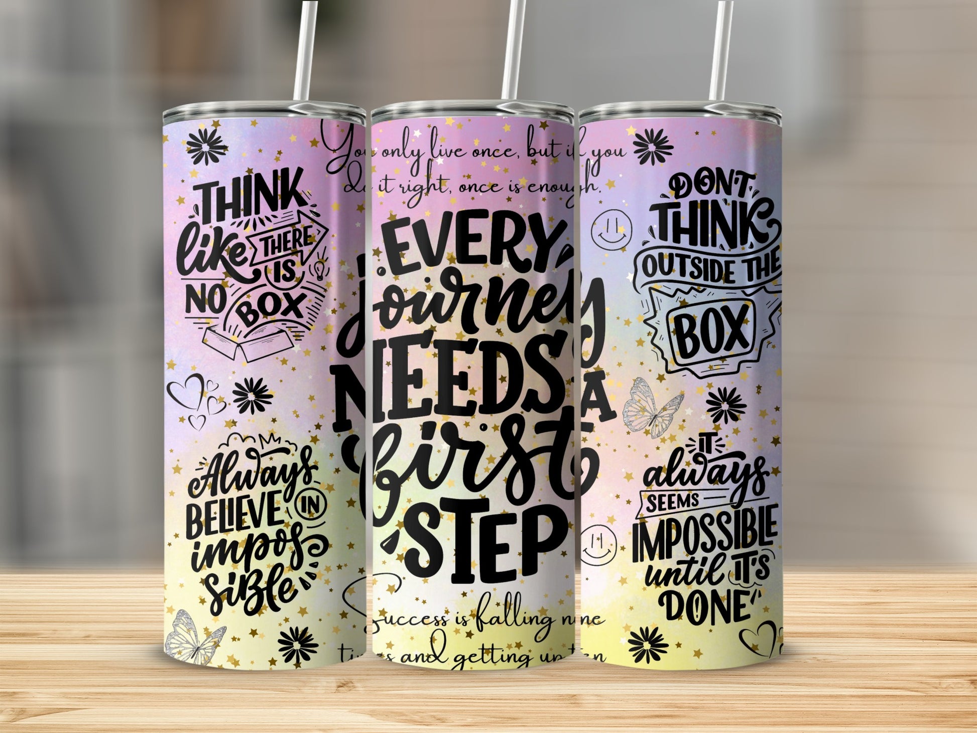 Inspirational Quote Design Tumbler Set for Every Journey