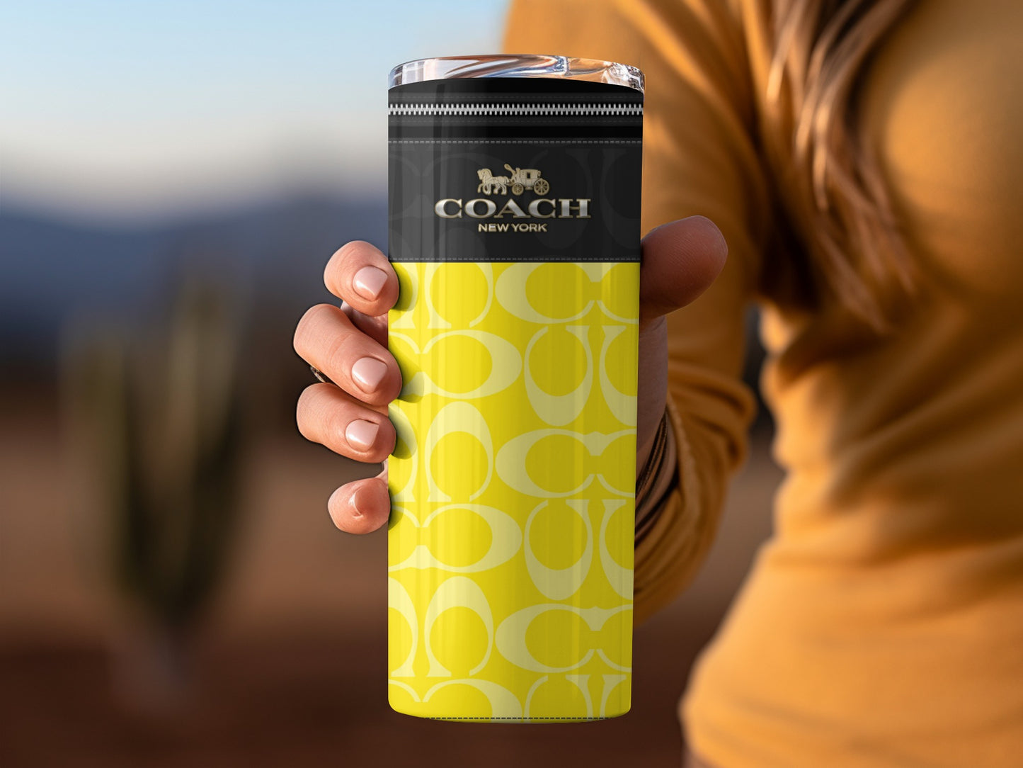 Coach New York Yellow Pattern Insulated Tumbler