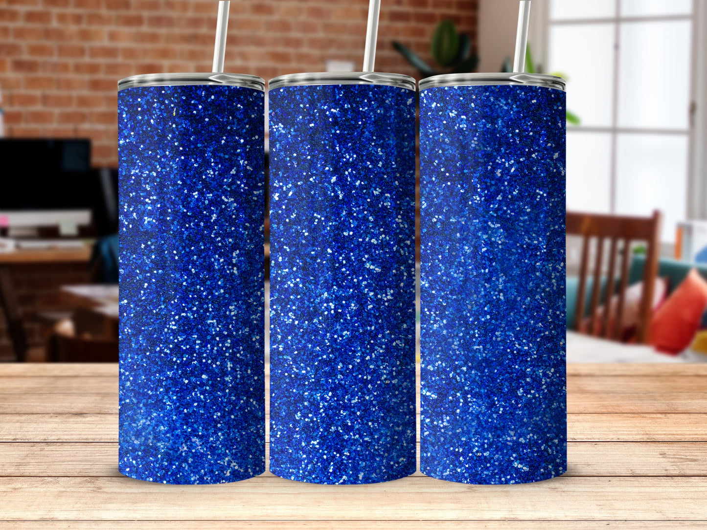 Sparkling Blue Glitter Tumbler for a Shiny Drinkware Product