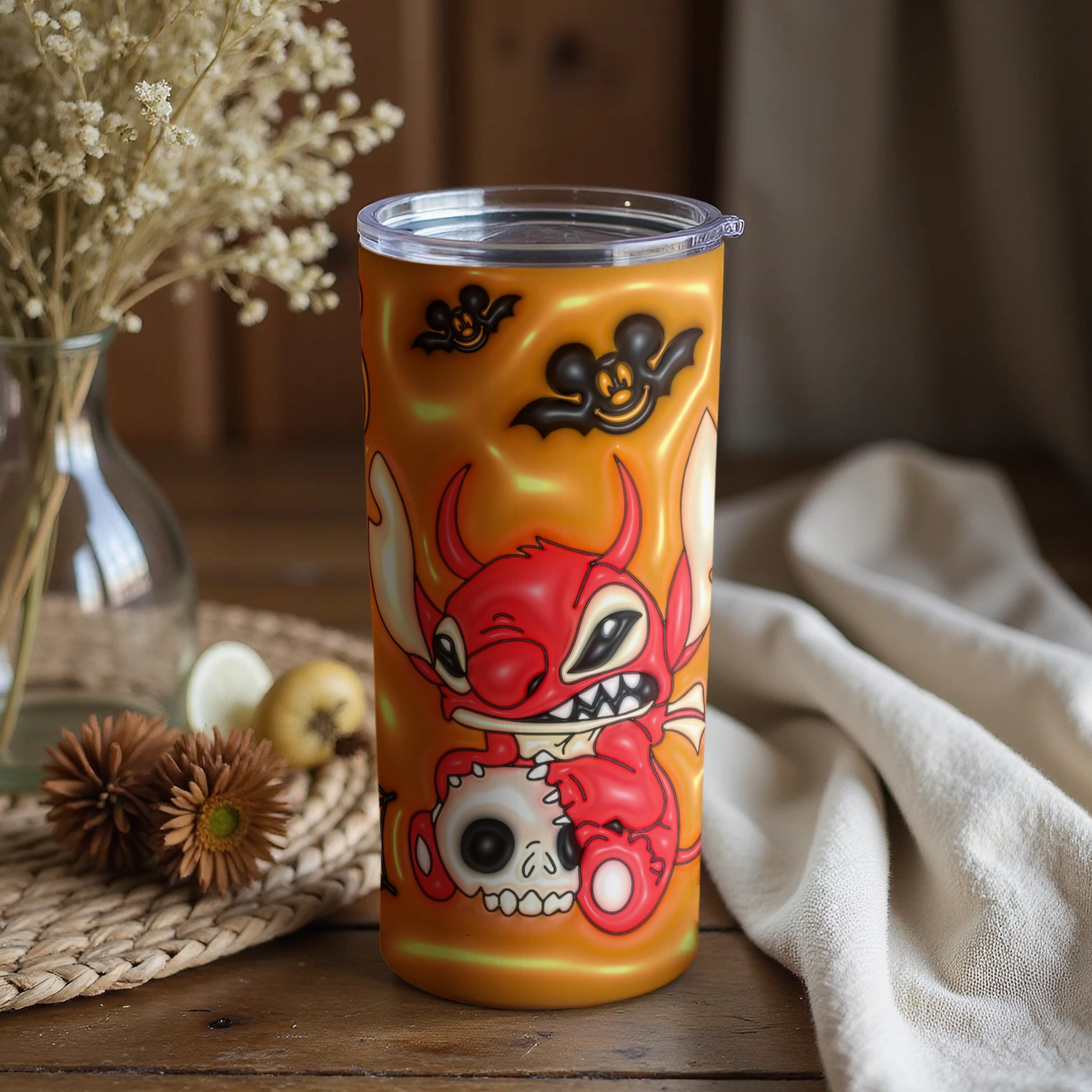 Cute Devil and Skull Halloween Tumbler