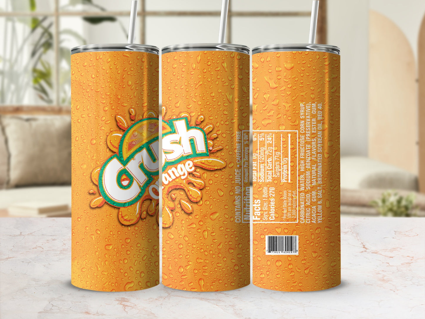 Crush Orange Soda Can Design Water Droplets product type