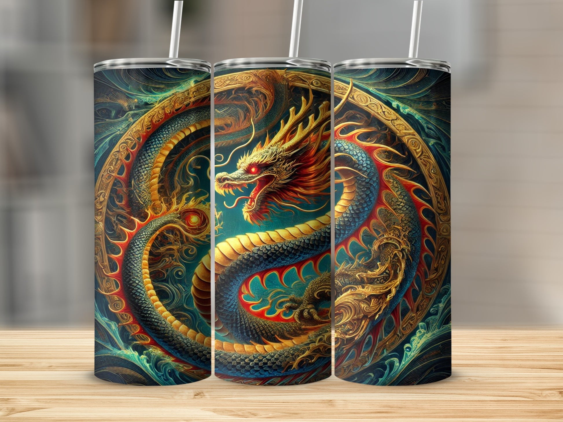 Colorful Dragon Artwork Design Tumbler for Hot or Cold