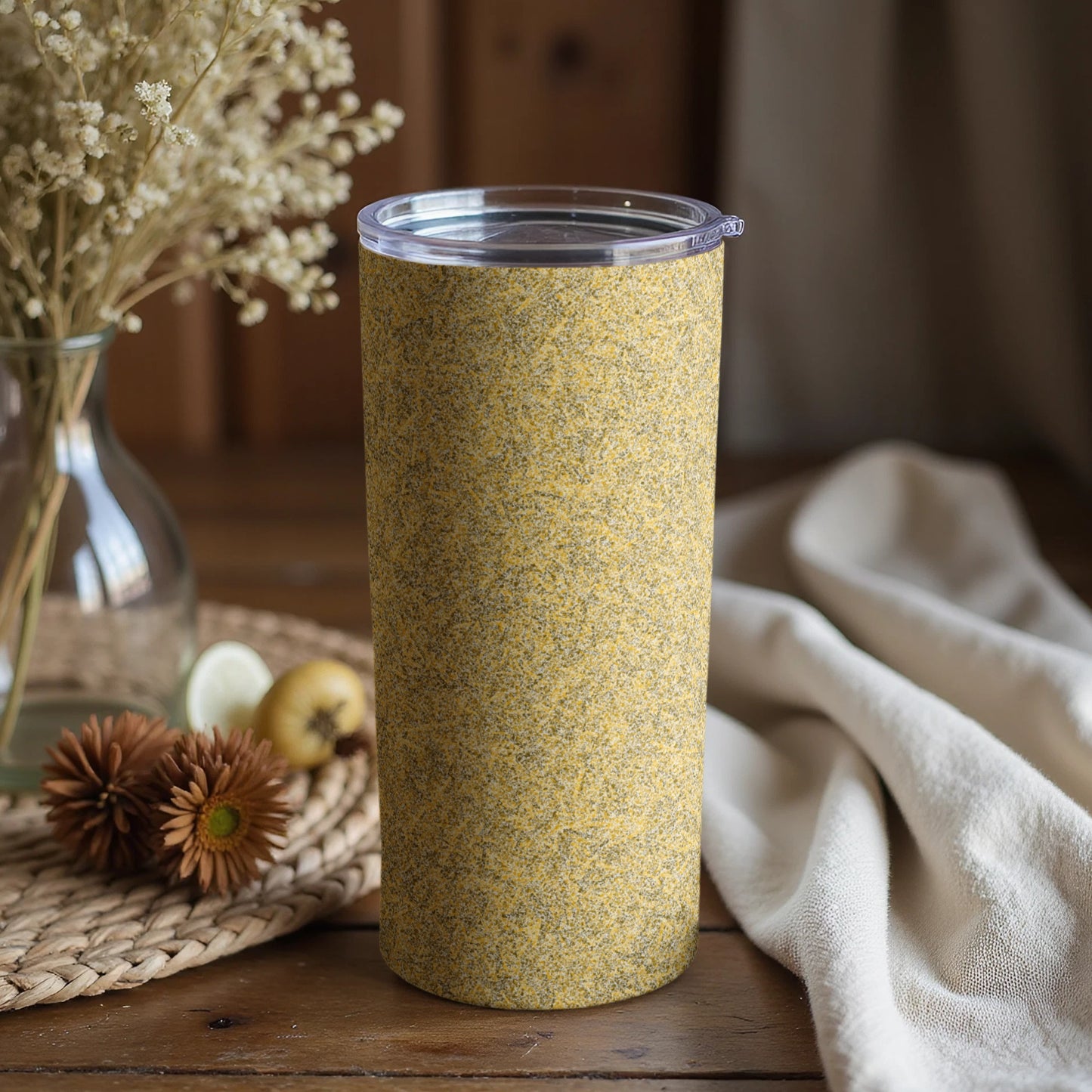 Stylish Yellow Floral Print Insulated Tumbler Product