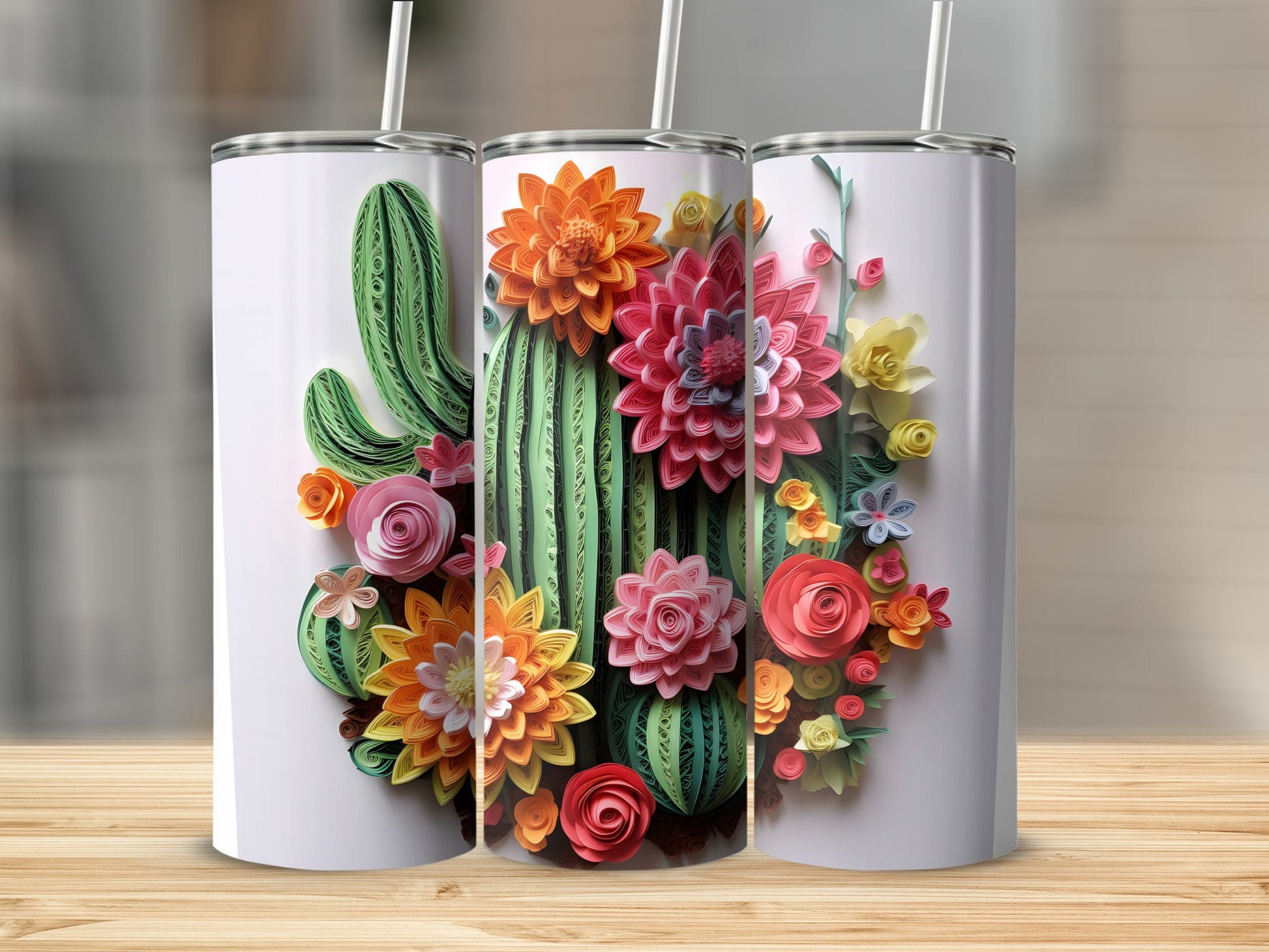 Colorful Cactus Flowers Double-Walled Insulated Tumbler