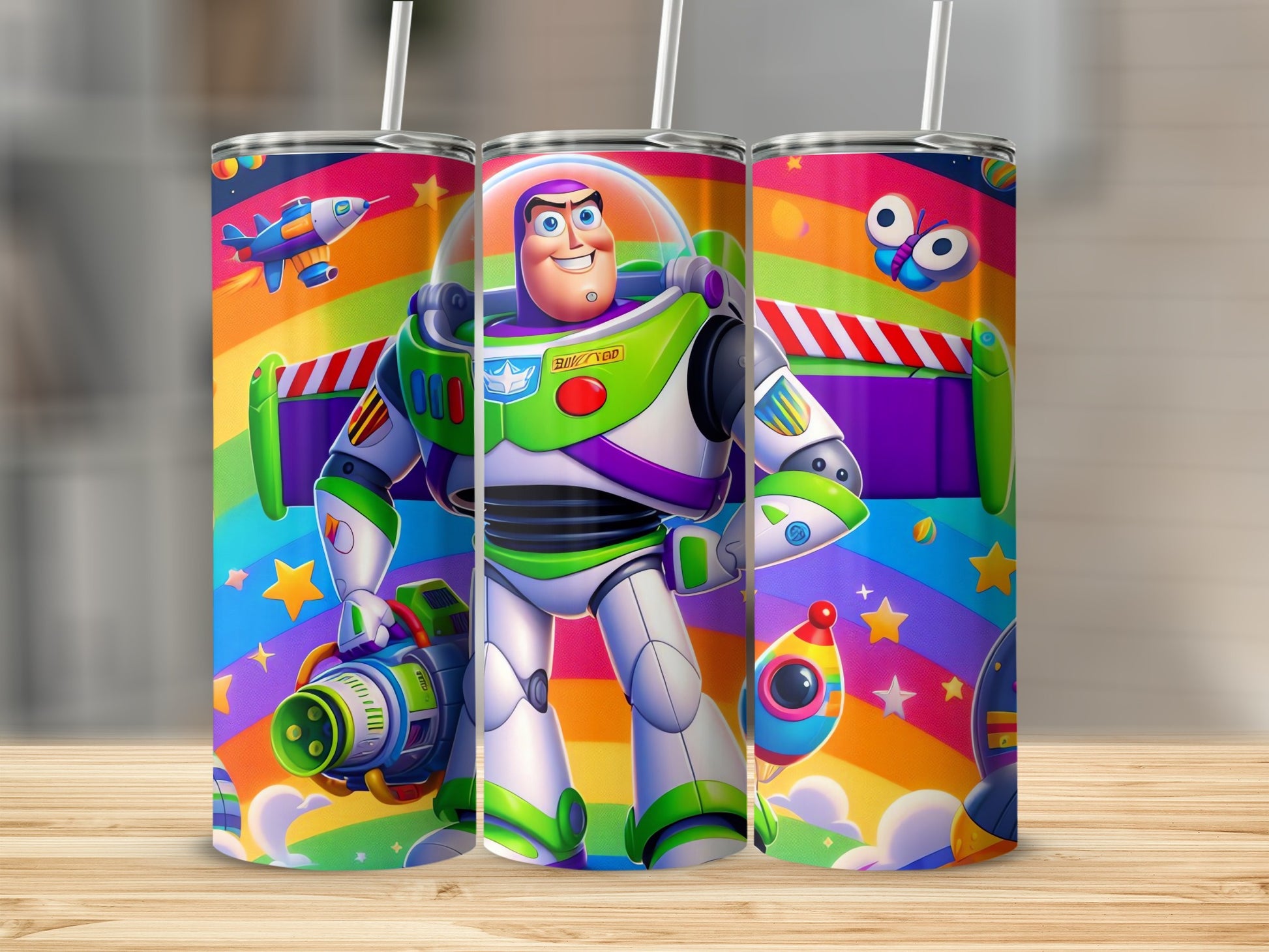 Vibrant Buzz Lightyear Themed Stainless Steel Tumbler