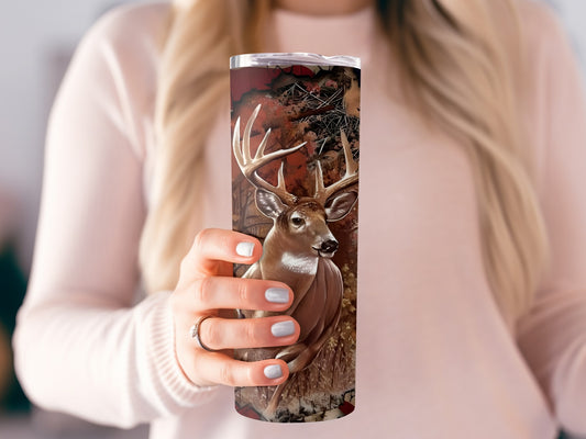 Deer Hunting Scene Insulated Tumbler with Lid