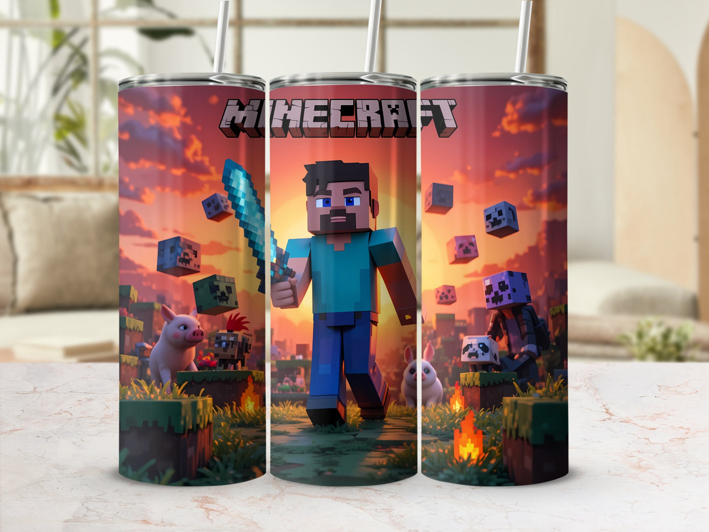 Minecraft Adventure Themed 20oz Tumbler With Straw