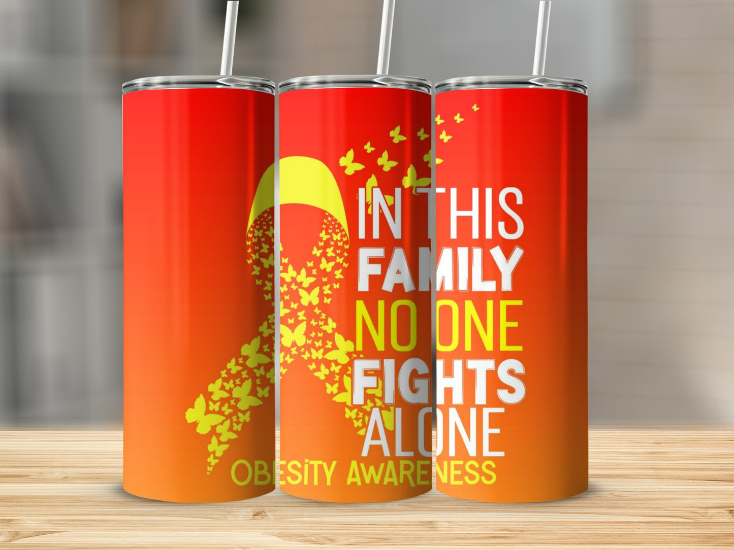 In This Family No One Fights Alone Obesity Awareness Tumbler
