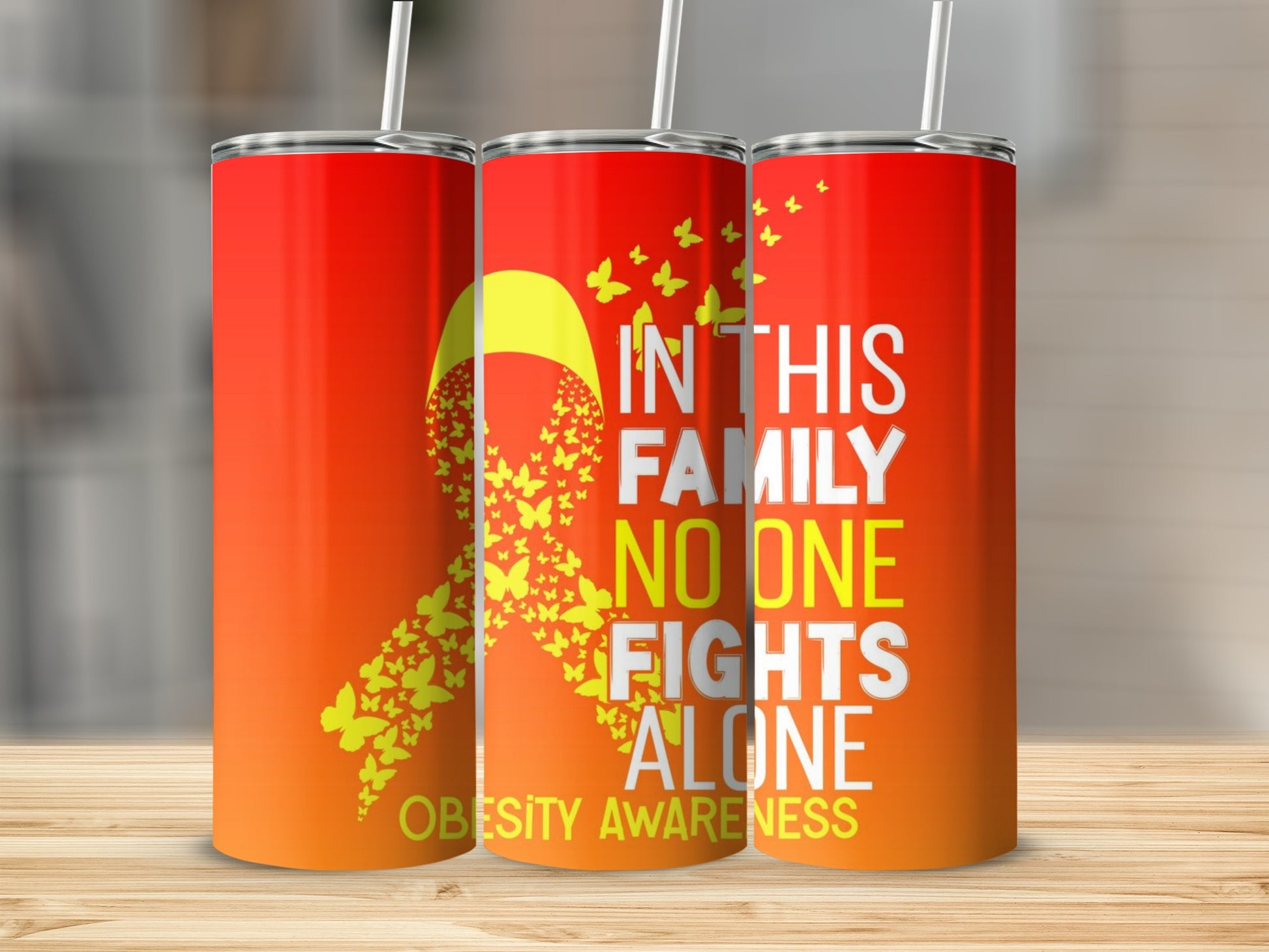 In This Family No One Fights Alone Obesity Awareness Tumbler