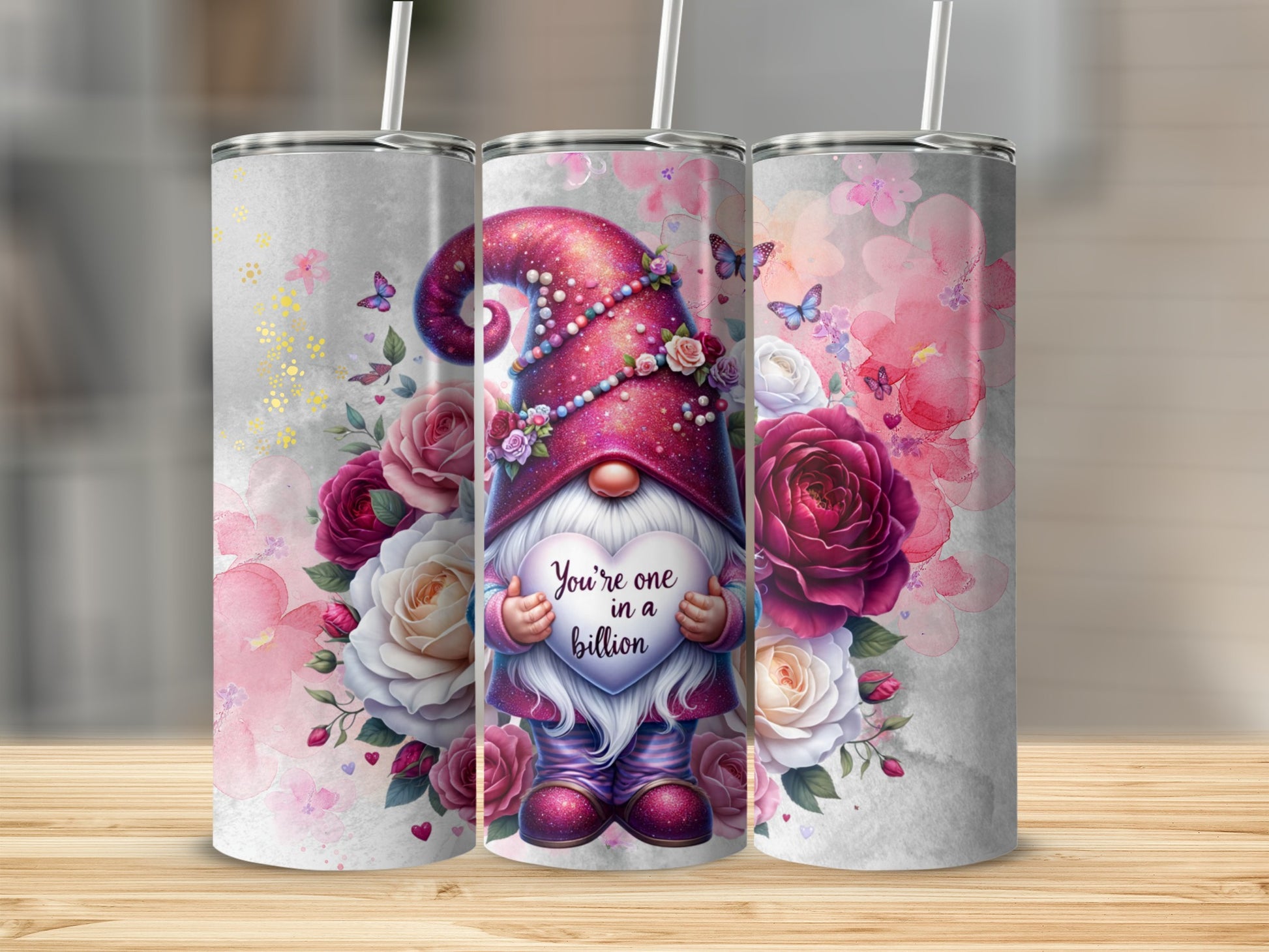You're One in a Billion Gnome Floral Tumblers
