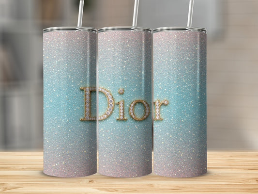 Dior Gold Letter Design On Glittery Gradient Tumblers